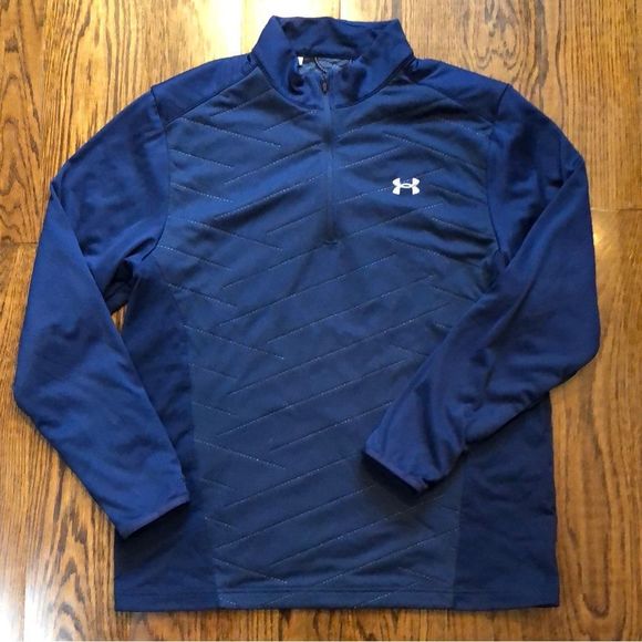 UNDER ARMOUR Quarter Zipper Blue Stripe Pullover Sz Large - Picture 11 of 11